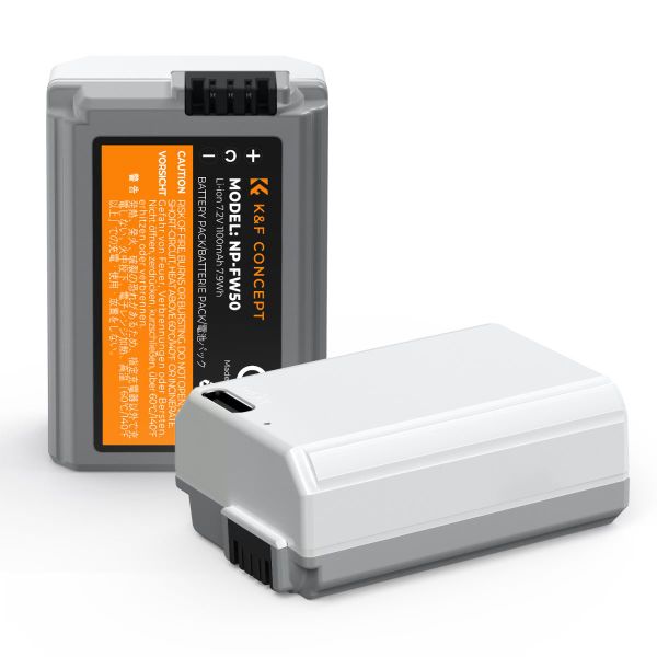K&amp;F Concept 2 Pack NP-FW50 1100mAh USB-C Batteries compatible with Sony