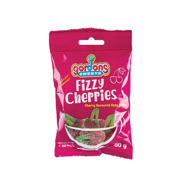 Gordons Sweets - Soft Gum Sweets - Fizzy Cherry - 60g - 10 Pack