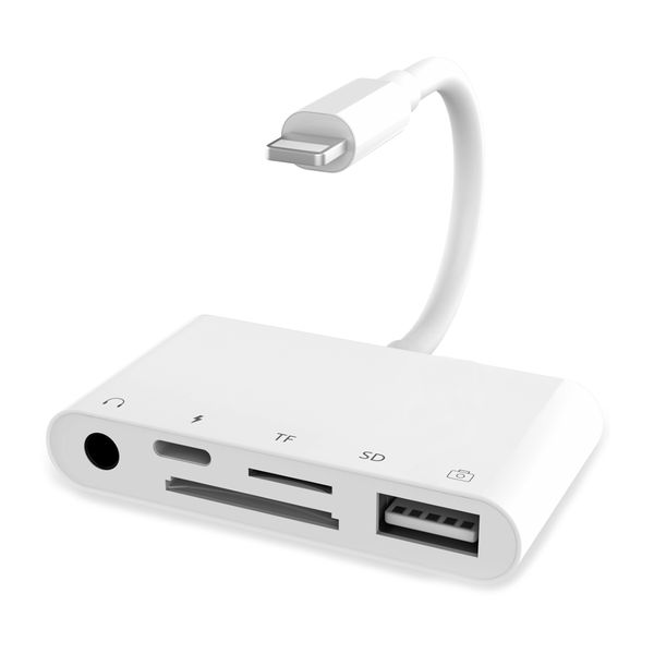 SIXTEEN10 5-in-1 Lightning USB SD OTG Camera Adapter with Charging Port