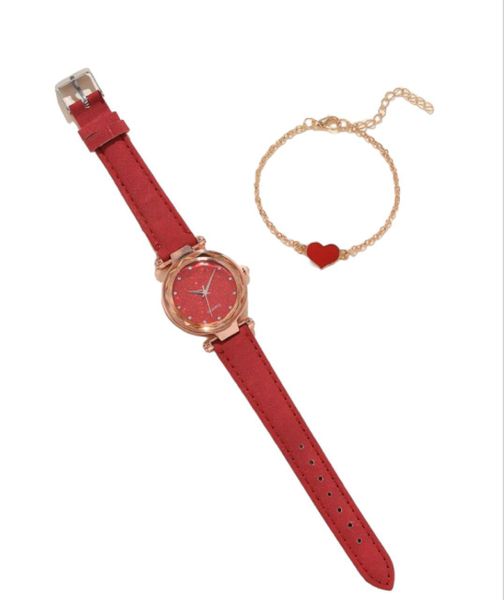 2 Piece Set Quartz Watch &amp; Love Heart Bracelet