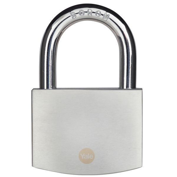 Yale 70mm Brass padlock satin chrome pack1