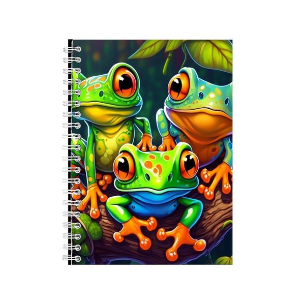 Trio Frogs Big Eyes Staring At Front Notebook Gift Idea A4 Notepad Pad 82