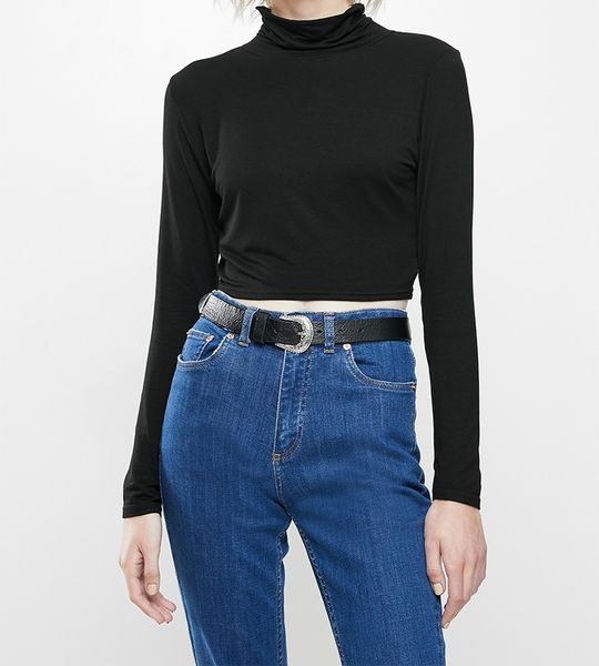 Women's Glamorous Highneck Knit- Black