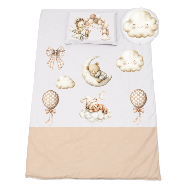 Cot Bedding Set - Duvet, Pillow &amp; Scatter - 1040x720mm - Teddy Land