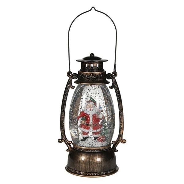 Home Xmas Ornaments Gift Led Water Spinning Lantern Santa Snowman