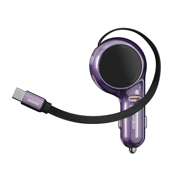 60W Super Fast Charging Retractable Type C Car Charger MX-VC43