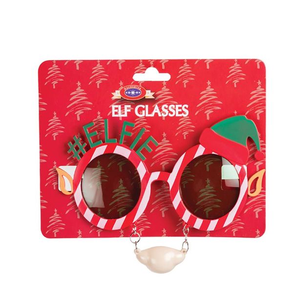 Dress-Up Glasses - Elf - Red &amp; Green - 16cm - 4 Pack