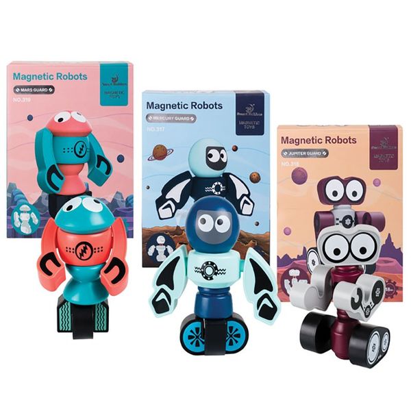Bulk Pack x 3 Boys Playset Magnetic Robots 19x15cm