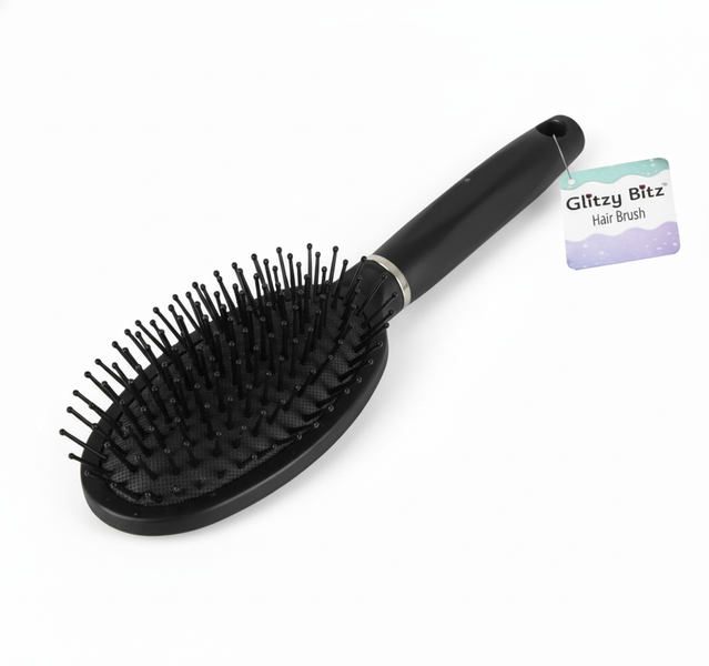 Salon-Grade Black Oval Paddle Hair Brush - 24 cm for All Hair Types