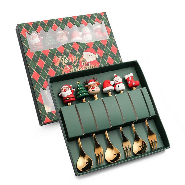 Christmas Gift Gold Stainless Steel Spoon Set - 6 Piece