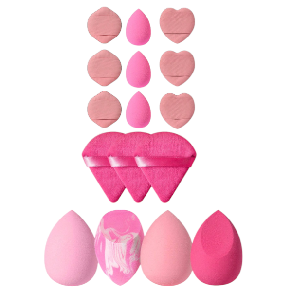 16Pcs Beauty Blender Puff Applicator Set - Pink
