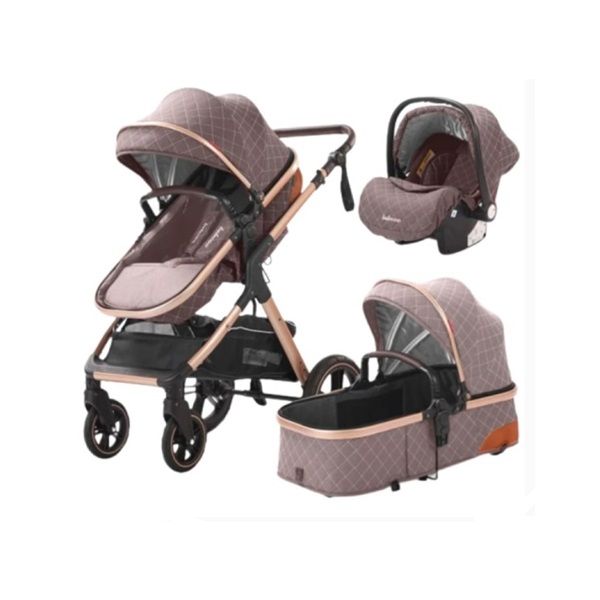 Belecoo X1 One Fold-To-Half Luxury Pram 3 In 1 Khaki