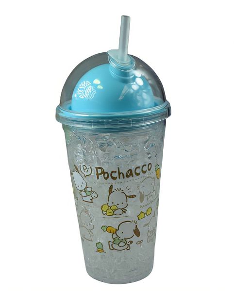 Insulated Cute Design Double Wall Acrylic Travel Cup with Straw-Blue