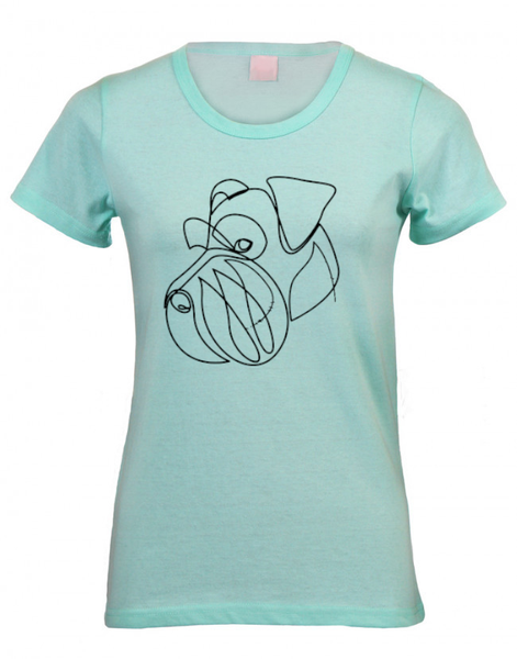 PepperSt Fitted Scoop Neck T-Shirt - Mittelschnauzer line drawing