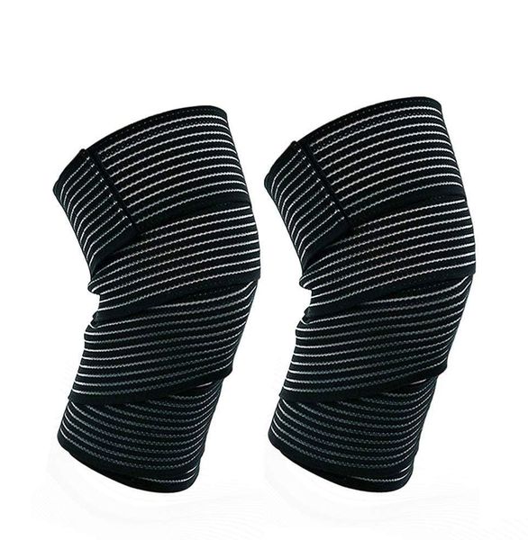 Extra Long Elastic Knee Brace - Adjustable - Gym Brace, Black 2-Piece