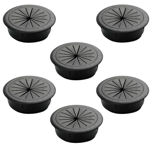 Computer DIY Cord Hole Cover Desk Cable Fastener Set of 6 - 60mm