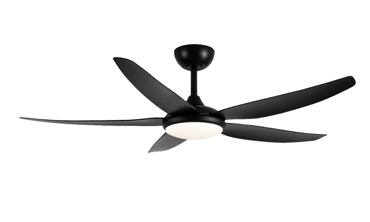 Five Blade LED Ceiling Fan with Remote Control - Black