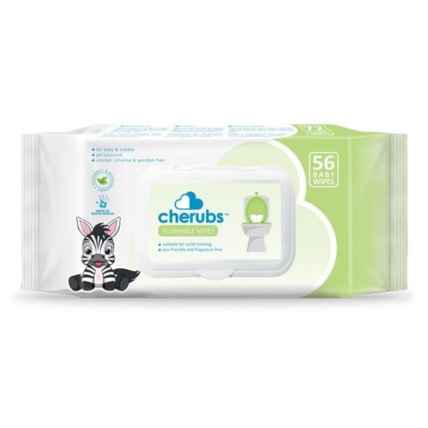 Cherubs - Flushable Fragrance-free Baby Wipes - 56's