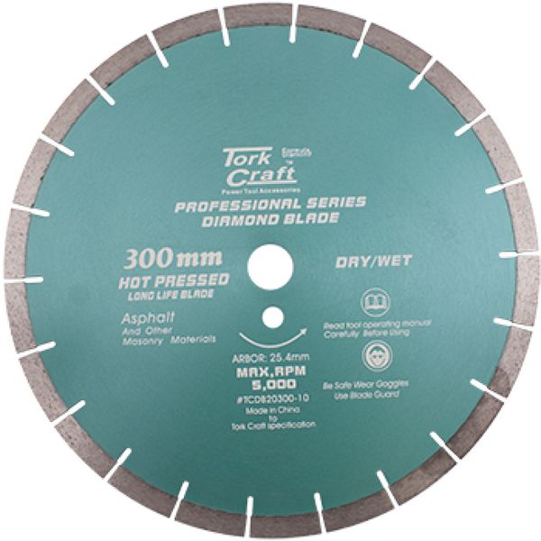 Tork Craft - Diamond Blade (300 x 25.4mm) Asphalt Hot Pressed Segmented Tar