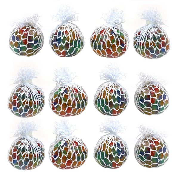 Rainbow Mesh Squish Balls - (Set of 12)