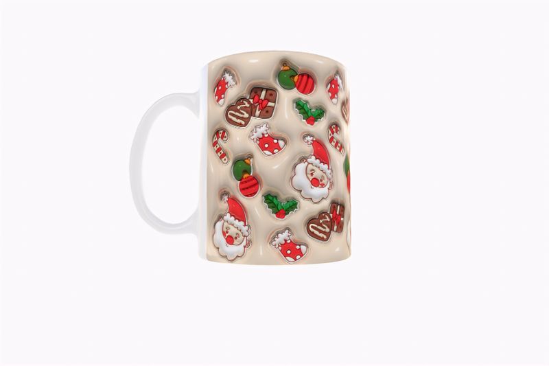 Creamy Santa &amp; Candy Pattern 325ml Ceramic Coffee Mug - Unique Holiday Gift