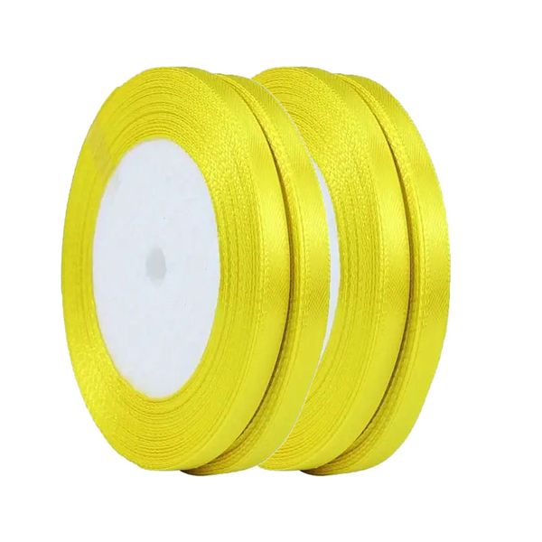 Satin Ribbon - 6mm Width - Lemon Yellow - 88m - Bows and Wrapping