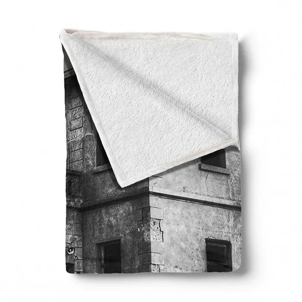Kolmanskop Gost Buildings Black White Light Weight Fleece Blanket By Fanie Heymans