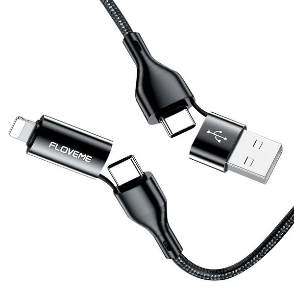 Floveme 4 in 1 Fast Charging Cable Type C/Lightning /USB A