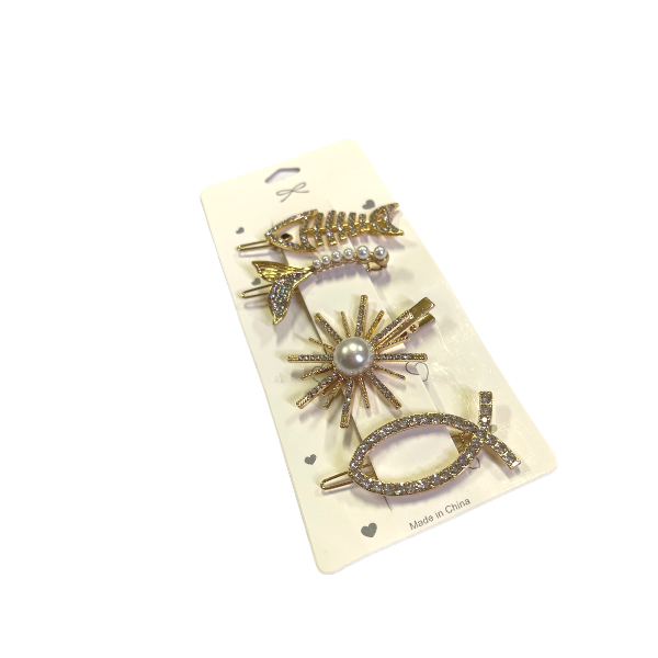 4 Pieces Gold Diamantes Hair Clips Set Buy Online in South Africa