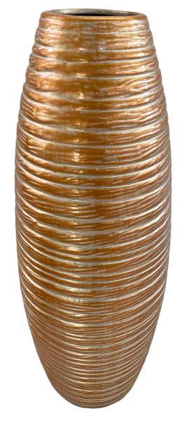 Vase Ceramic 56cm Belly Grooved Assorted Colours- Décor Essentials