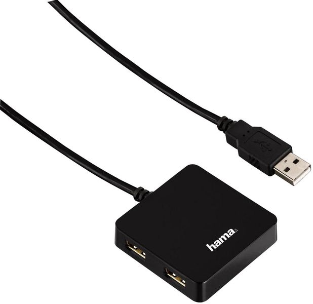 Hama (00012131) USB Hub, 2.0, 4 Port, Bus Powered, Blac