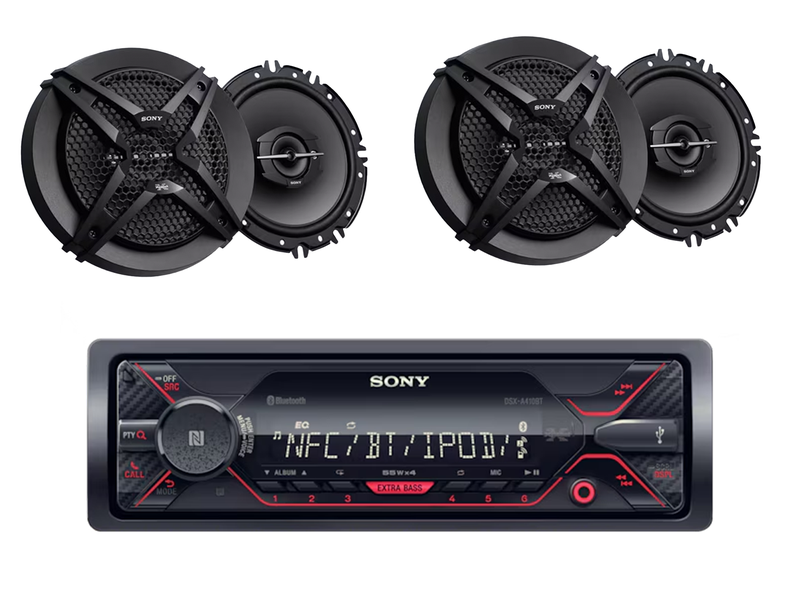 SONY XS-GTF1639 6.5" 270W Speakers &amp; DSX-A410BT Bluetooth Single Din Radio