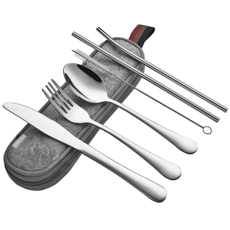 7 PCS Stainless Steel Tableware Portable Silverware Travel/Camping