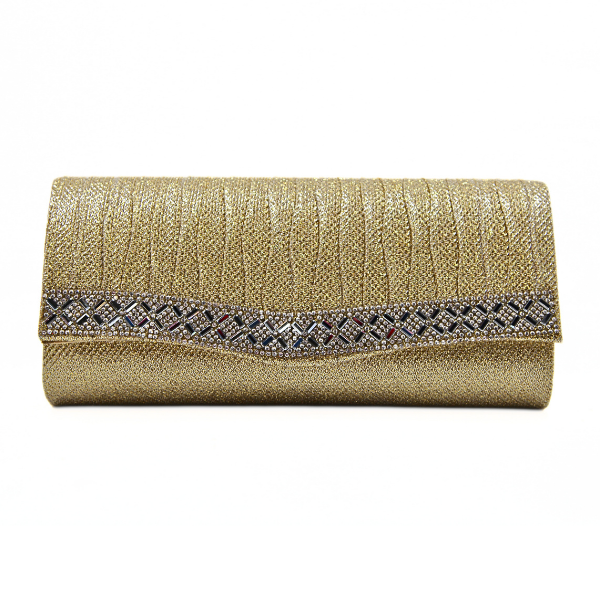 Evening Clutch Purse Handbag with Crystal Rhinestone Trim