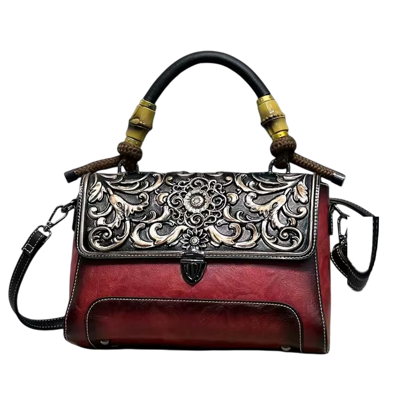 Vintage Floral Embossed Cross-body Bag
