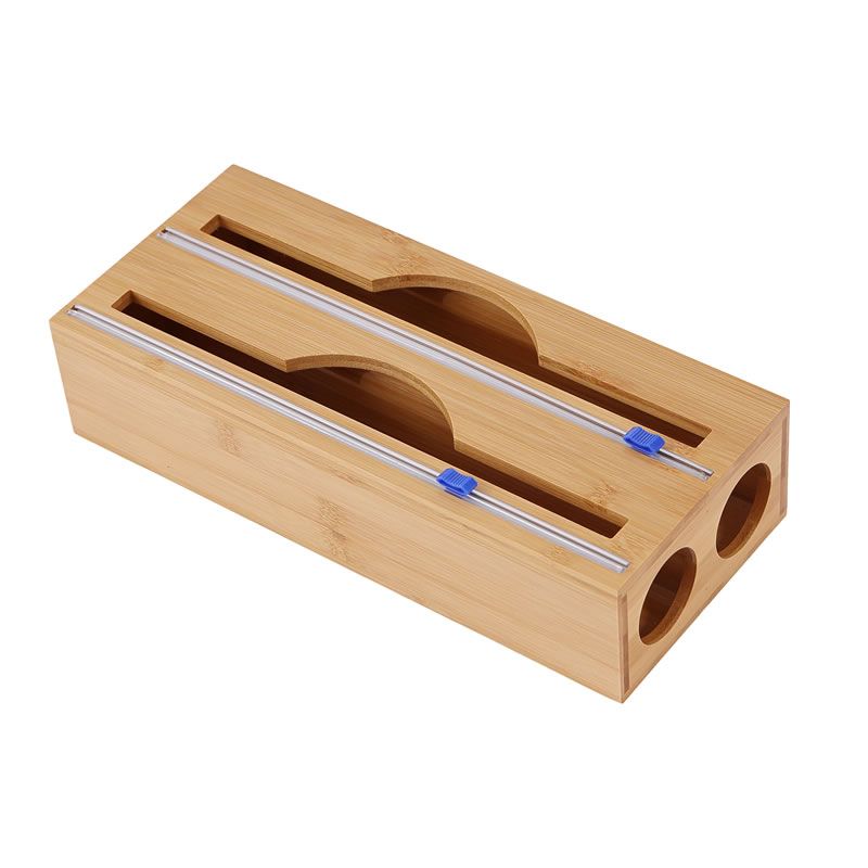 ReFillable Bamboo Wood Food Wrap Dispenser And Cutter Shop Today