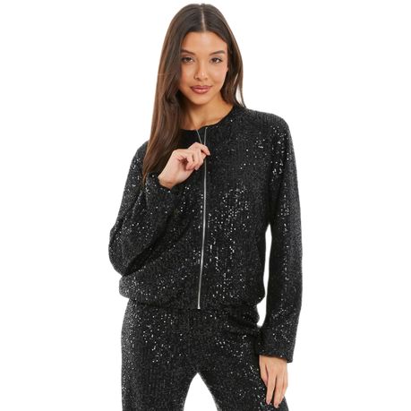 Quiz Ladies Black Sequin Bomber Jacket Shop Today. Get it Tomorrow takealot