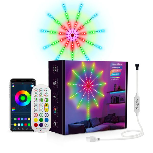 Smart Firework LED Lights, LED Strip Lights with Remote Control for Bedroom
