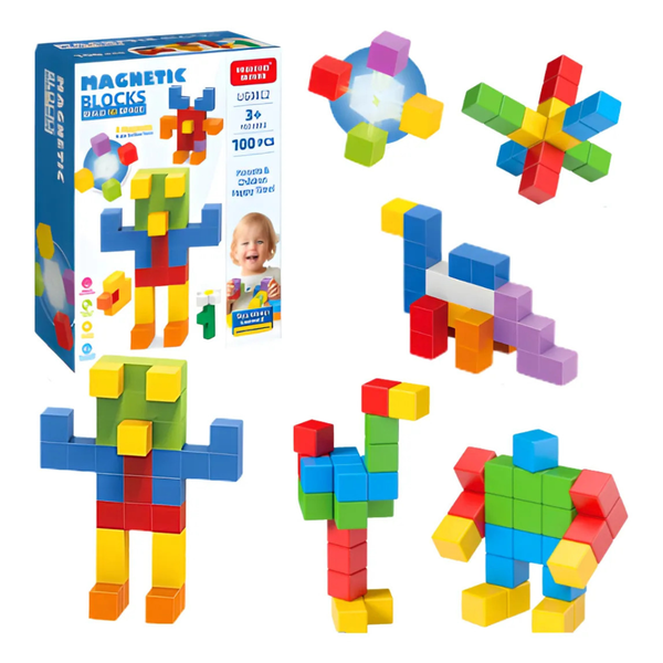 3D Magnetic Building Blocks For Kids - Set of 100 Units