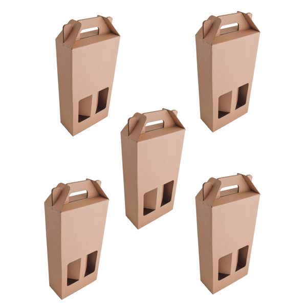 Kraft Double 750ml Wine Bottle Gift Box (5Pack)