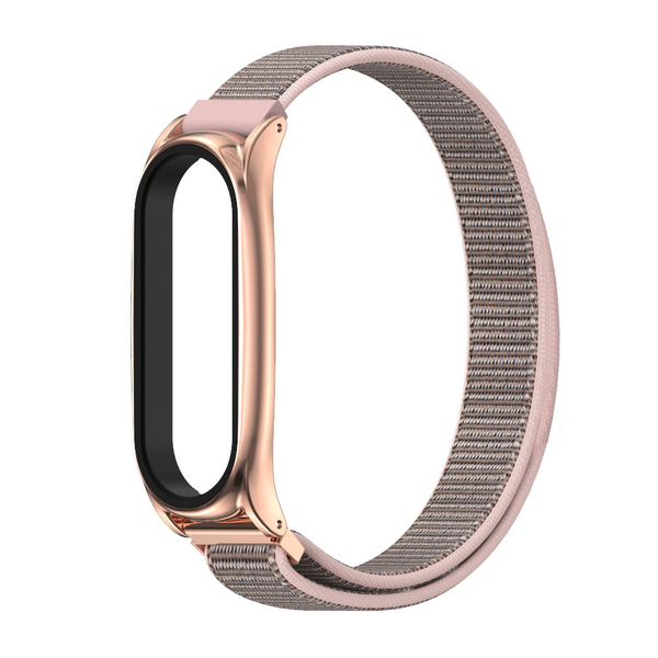 Pink Sand Nylon Loop Band Compatible with Xiaomi Mi Band 6/5/4/3