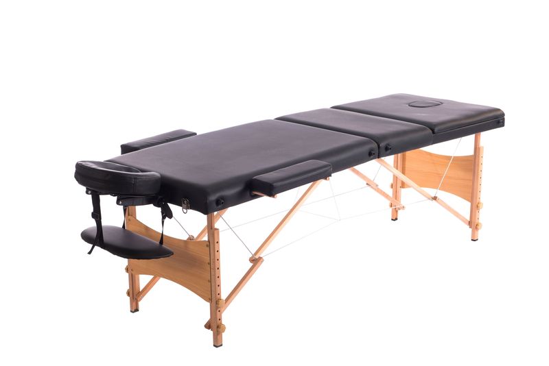 3 Section Wooden Premuim Massage Table Bed - Black