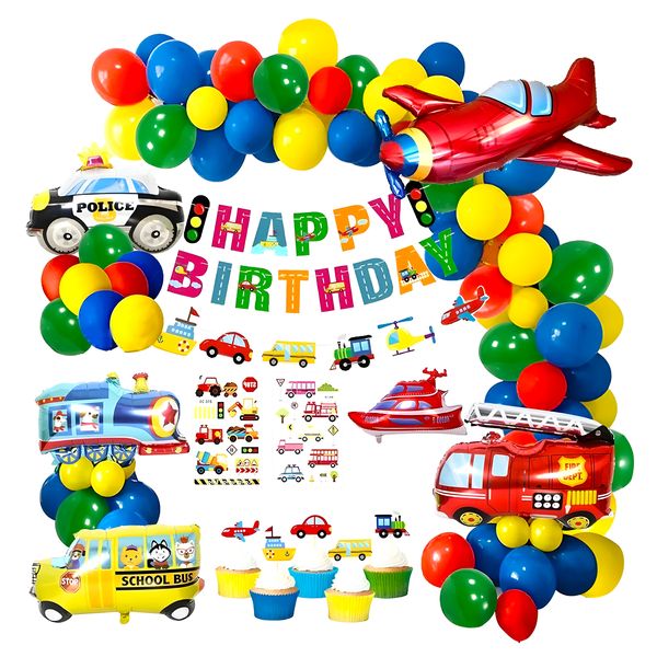 YB Sparkle -Kids Transport Themed Happy Birthday Balloon Garland Kit