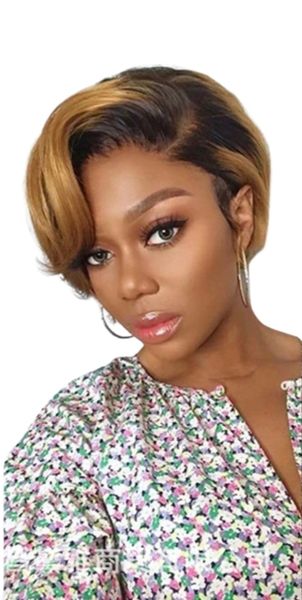Highlight Ombre Pixie Cut Lace Front Wig