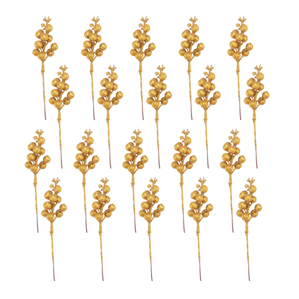 20 Pc Artificial Berry Stems, 7.5 Inches Christmas Glitter Berries Stems,Ar