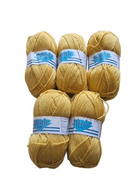 Acrylic Wool Yarn 100g 4 Ply (Pack of 5) - Yellow
