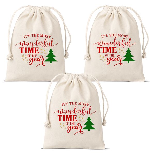 Christmas gifting drawstring bag - set of 3