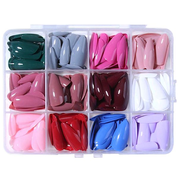 292 Piece - Mixed Colour Almond Press-On Nail Tips Set