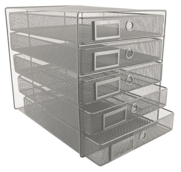 SDS M750S Wire Mesh Metal 5-Drawer Filing System - Silver