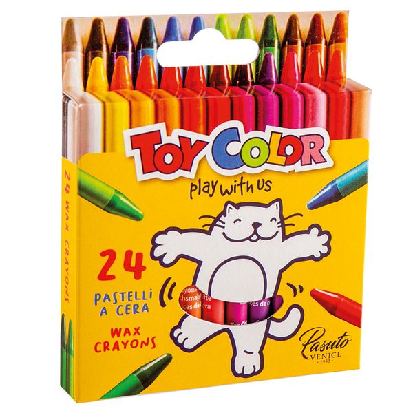 Toy Color - Junior Wax Crayons - Non-Toxic - 24 Pack Box, 8mm